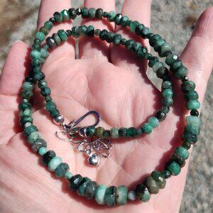Jay King DTR mine finds natural emerald necklace 925 Sterling Silver NIB
